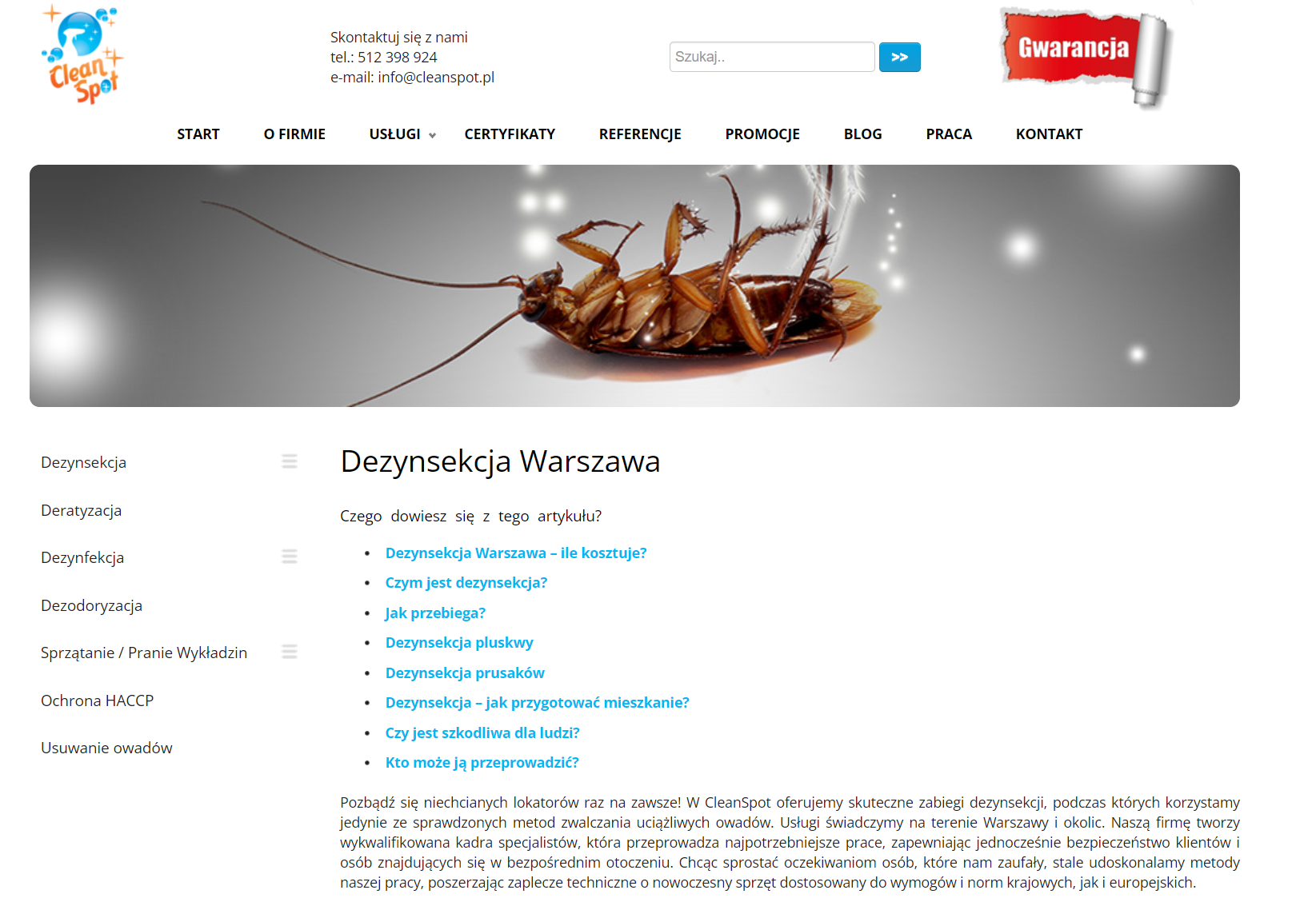 Dezynsekcja w Warszawie - ile trwa usuwanie insektów z mieszkania?