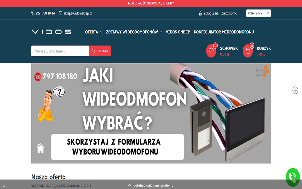 Zrzut strony Wideodomofony Vidos-Sklep