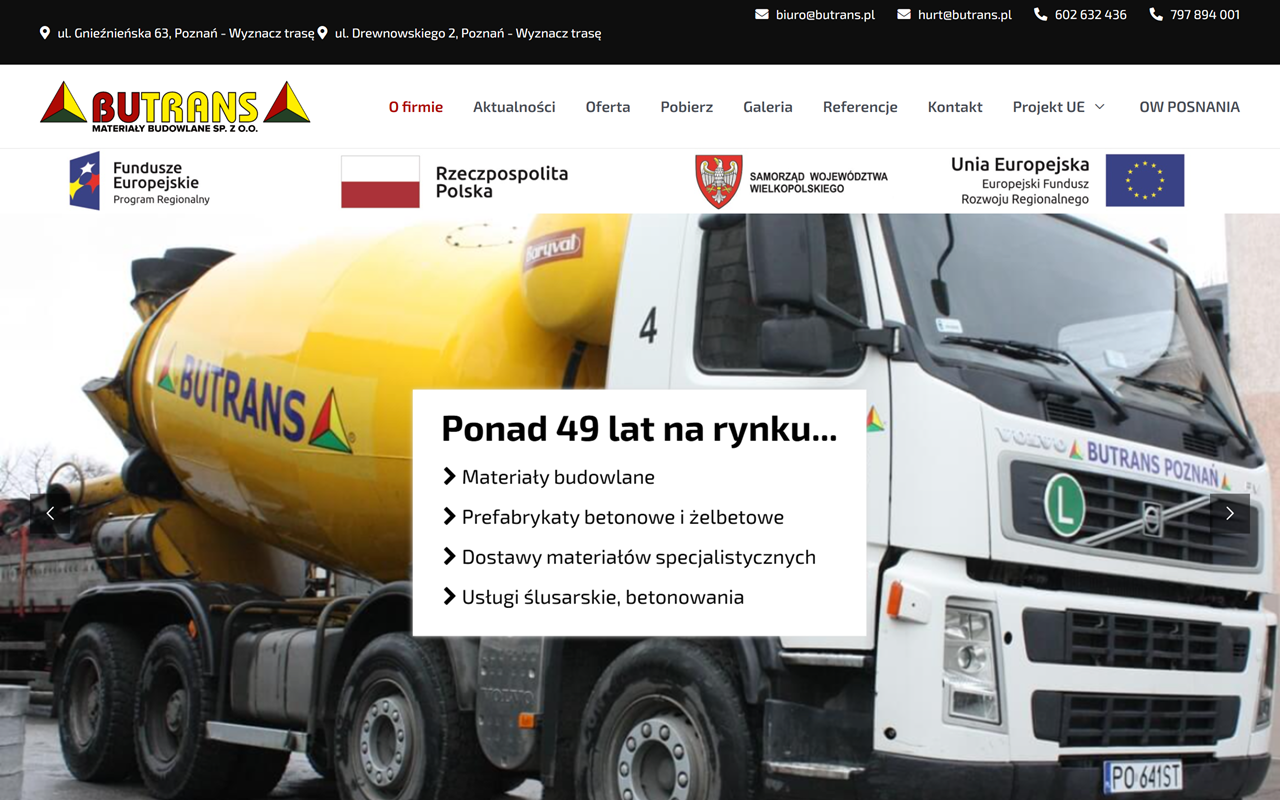 Zrzut strony Butrans - 	hurtownia materiałów budowlanych Poznań