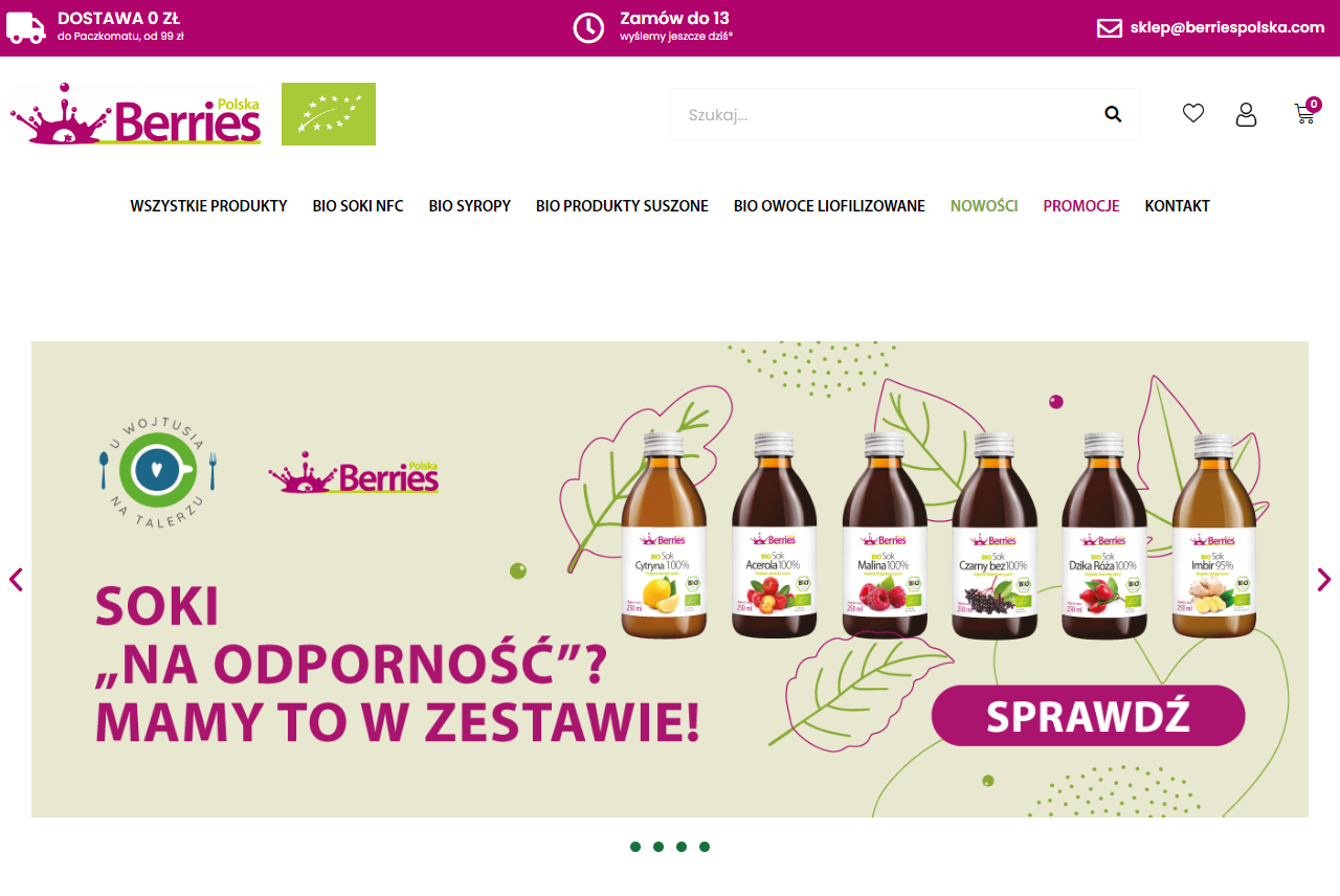 Zrzut strony Berries Polska - producent soków ekologicznych